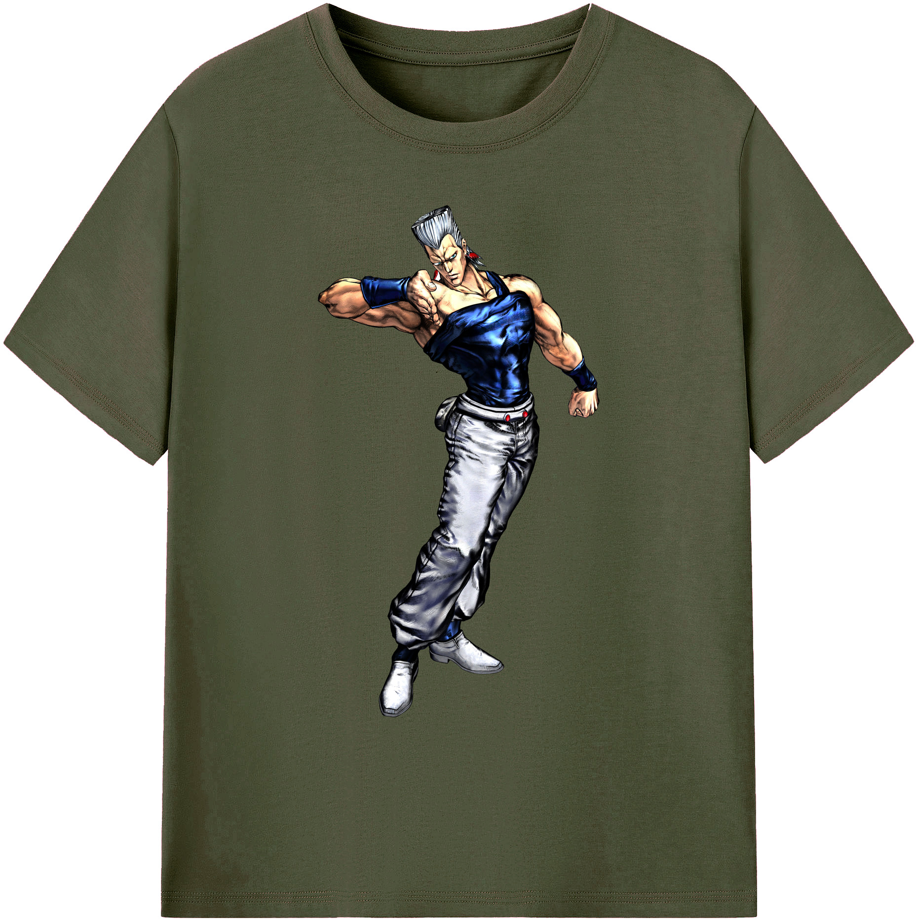 （画像用） ジョジョの奇妙な冒険 ジャン＝ピエール?ポルナレフ JoJo's Bizarre Adventure Jan Pierre Polnareff 綿100％ メンズ半袖Tシャツ｜肌触りやわらか＆通気性
